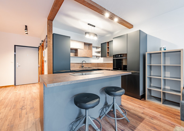 MODERNÝ DIZAJNOVO RIEŠENÝ 1i BYT S VEĽKOU LOGGIOU - VONKAJŠIE PARKOVANIE - PIVNICA